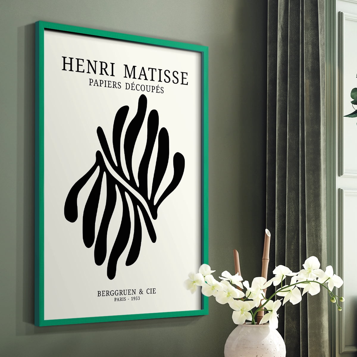 Matisse CDIX in Green Solid Wood Framed Print No Nail Hanging