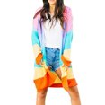 thumbnail image 1 of ZUARFY Women Plus Size Autumn Long Sleeve Open Front Sweater Cardigan Rainbow Striped Color Block Drape Oversized Knitwear Coat With Pockets, 1 of 19