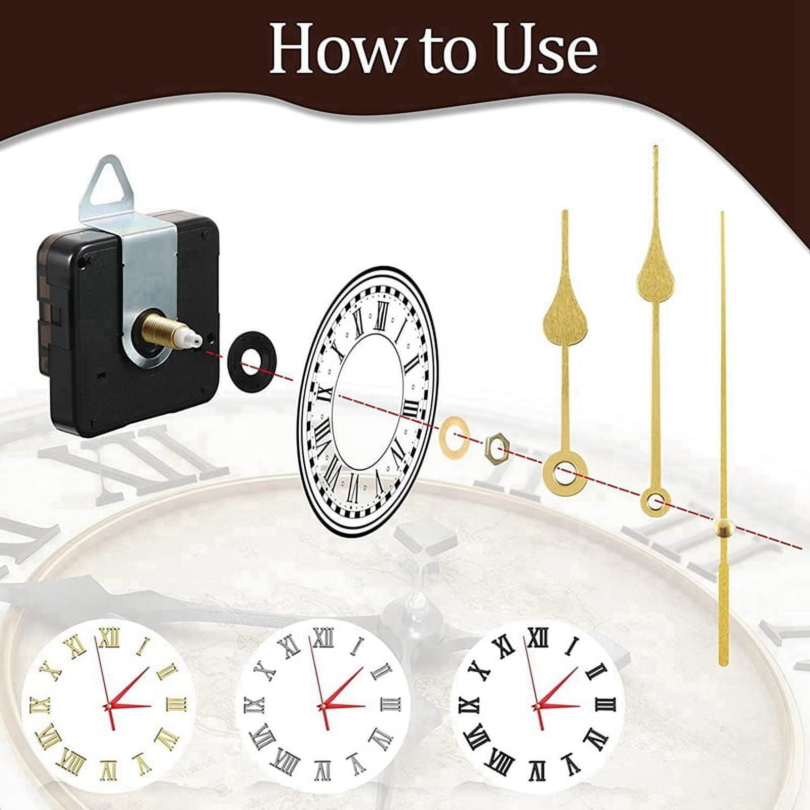 12Pcs 16mm Quartz DIY Wall Clock Movement Mechanism Kit with 16 Different Pairs Hand Diy 12 Clock Numerals Movement Set