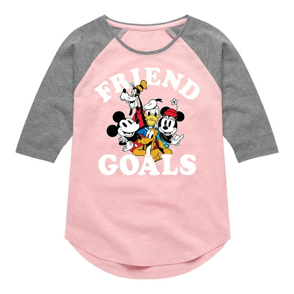 Mickey & Friends - Mickey And Friends Friend Goals - Toddler And Youth Girls Raglan Graphic T-Shirt