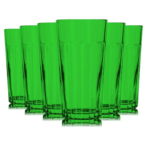 TableTop King 16 oz Jumbo Cooler Glasses, Libbey Full Accent, Lime Green - Set of 6