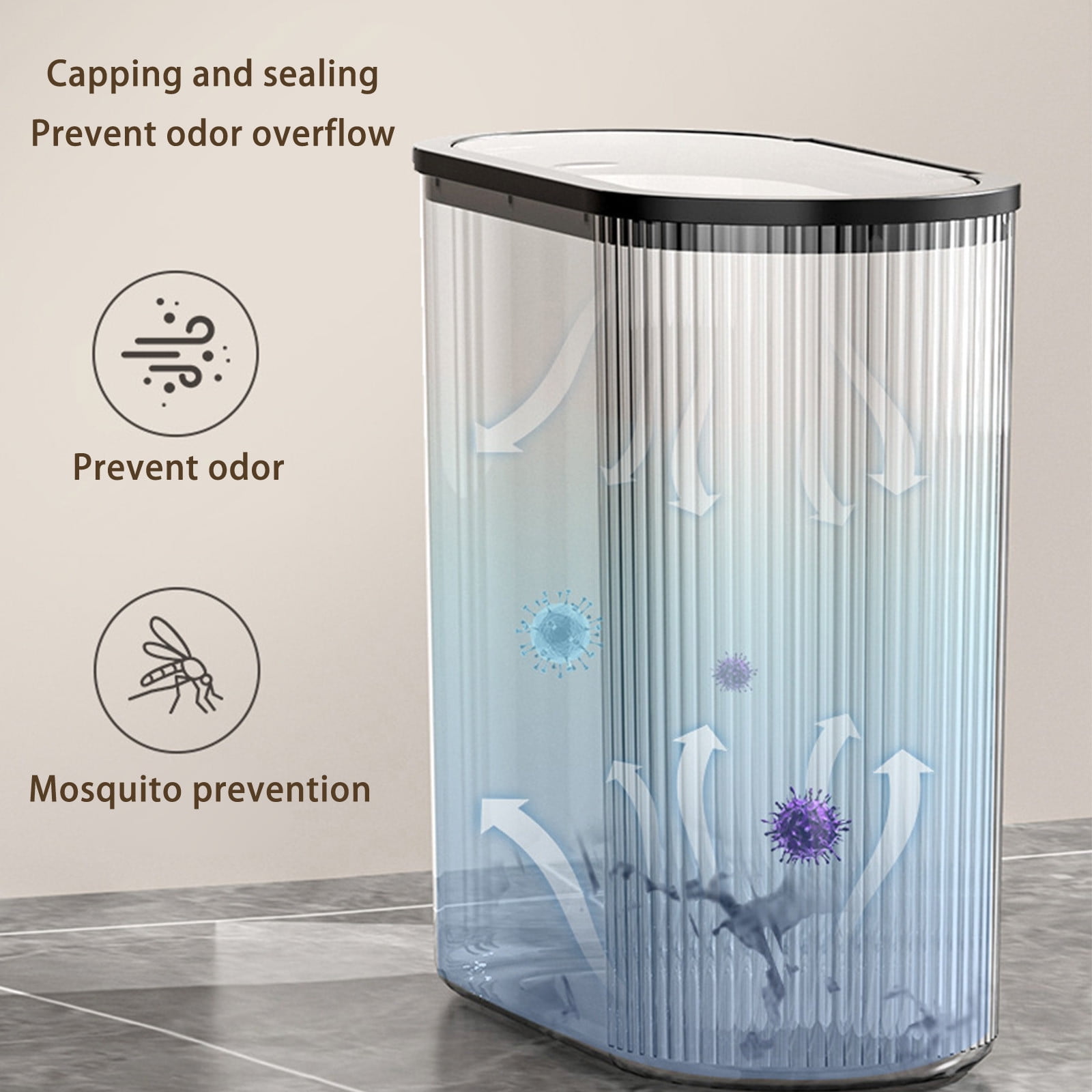 Kitchen Trash Can, Step-On Garbage Can with Lid, Tall Kitchen & Bathroom Trash Can, Small Office Waste Bin, Clear - Xuniizn