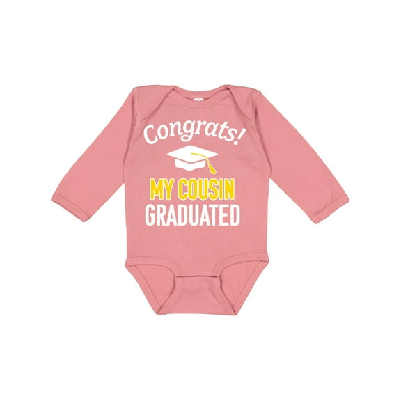 Inktastic Congrats My Cousin Graduated with Cap Boys or Girls Long Sleeve Baby Bodysuit