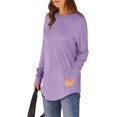 thumbnail image 3 of Womens Casual Long Sleeve Round T Shirts Blouses Sweatshirt Crewneck Pullovers Color Block Long Sleeve Side Split Tunic Tops, 3 of 4