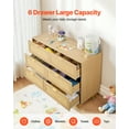 thumbnail image 2 of Cómoda de ratán VEVOR de 6 cajones, cómoda doble para dormitorio, cómoda de ratán natural con tiradores y patas de metal, cómoda moderna de madera para organizar y guardar ropa en el dormitorio, 2 of 8