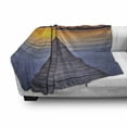 thumbnail image 3 of Lake Soft Flannel Fleece Blanket, Summer Sunset over Serene Water of Lake Paterwoldsemeer with Wooden Jetty, Cozy Plush for Indoor and Outdoor Use, 50" x 60", Orange Blue Grey Umber, by Ambesonne, 3 of 6