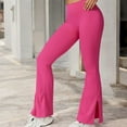 thumbnail image 3 of High Waist Flare Leg Yoga Pants with Side Slit Detail - Small, Fuchsia, 3 of 6