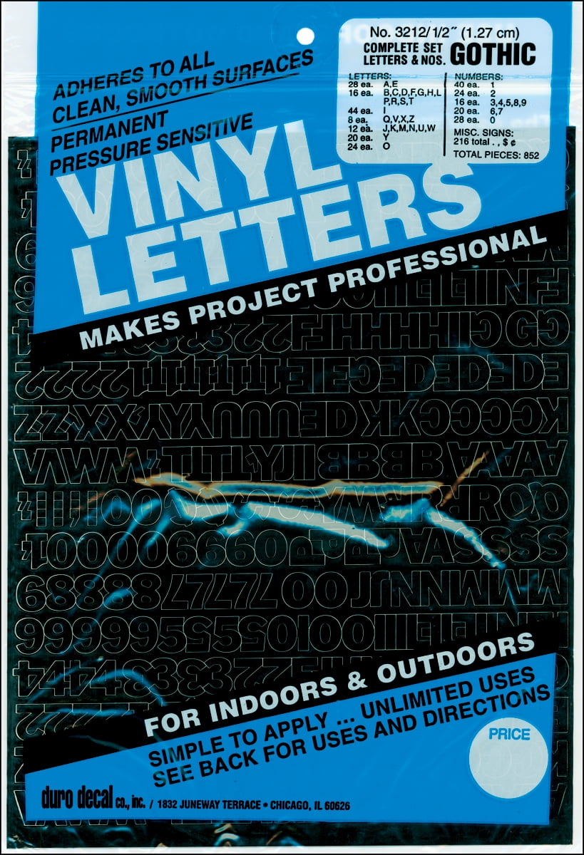 Permanent Adhesive Vinyl Letters & Numbers .5" 852/Pkg Black