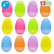 12 Pcs Jumbo Plastic Bright Assorted Easter Eggs for Filling Treats, Easter Theme Party Favor, Easter Eggs Hunt, Basket Stuffers Fillers, Classroom Prize Supplies Toy