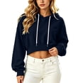 thumbnail image 2 of Women's OversizedHoodies Trendy Pullover Hooded Long-Sleeved Drawstring Sports Solid Color Casual Hoodies, 2 of 5