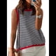 thumbnail image 2 of Camiseta Sin Mangas de Cuello Alto con Bloques de Color y Rayas Informales para Mujer, de Verano 2025, de Punto Holgado, de Corte Alto y Sin Mangas Rojo M, 2 of 6