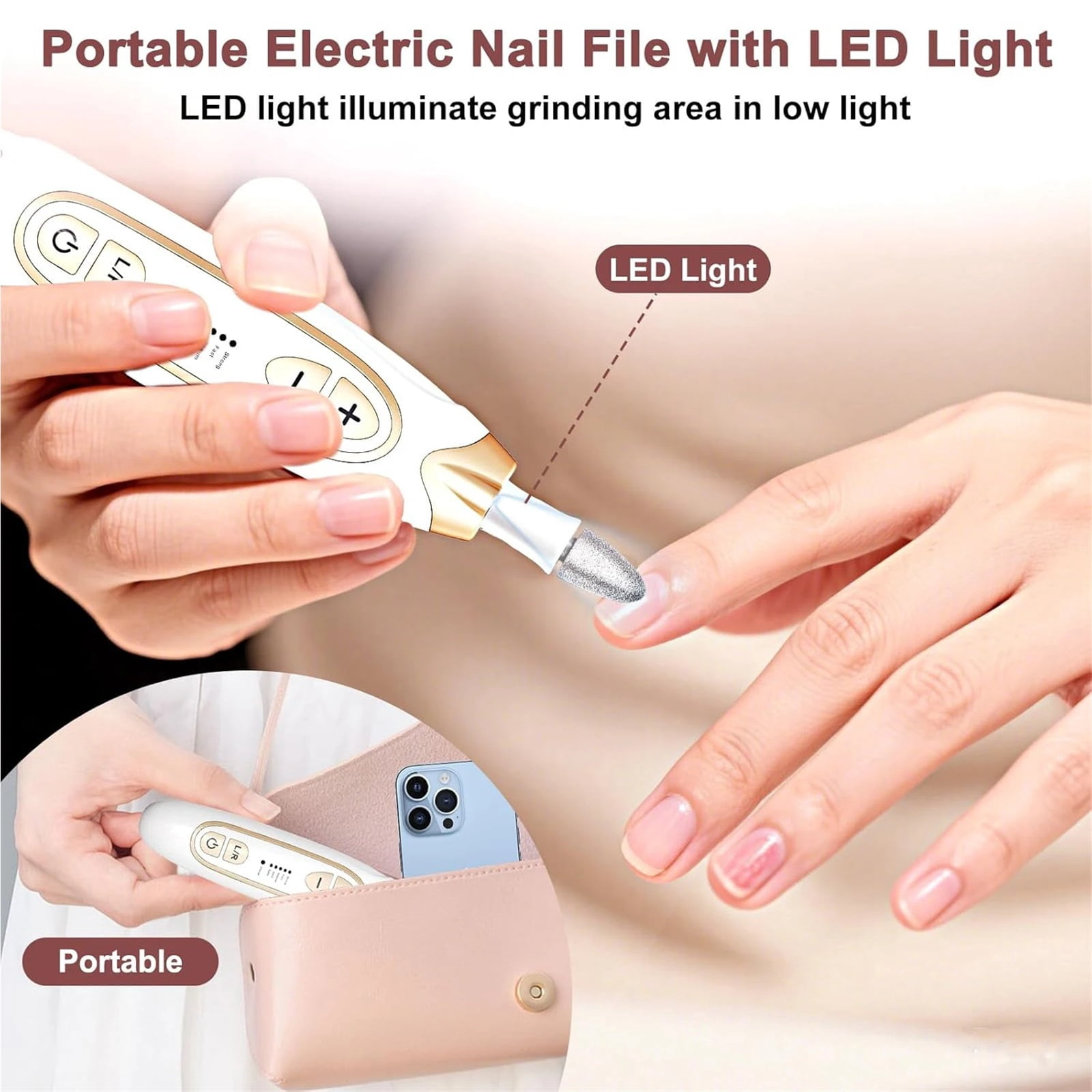 Electric Nail Drill Machine Manicure Pedicure Kit 5 Speeds Professional Nail Drills for Gel Nails Polish Portable Nail File