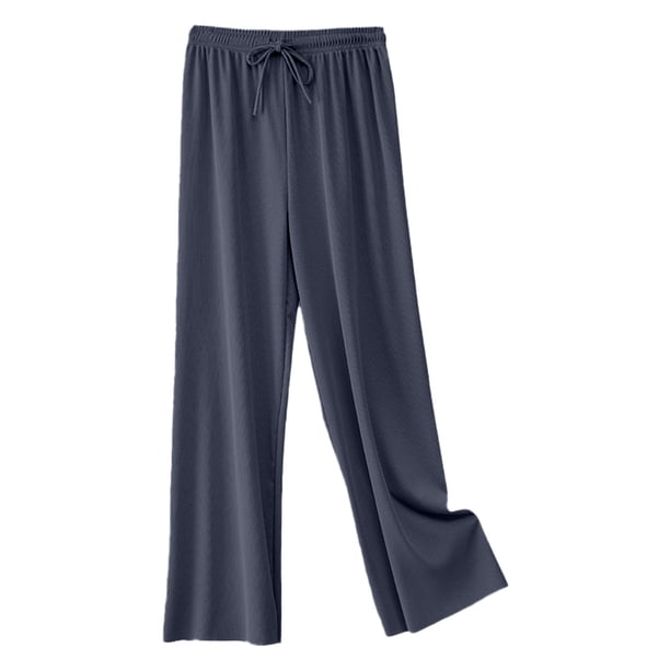 Pantalones anchos de cintura alta de seda helada para mujer: corte holgado y fluido, informal de verano, para estudiantes/trabajo, cintura de 58-66 cm, S-XXXL