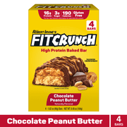 FITCRUNCH High Protein Baked Bar, Chocolate Peanut Butter, 16g Protein, 1.62 oz, 4 Count