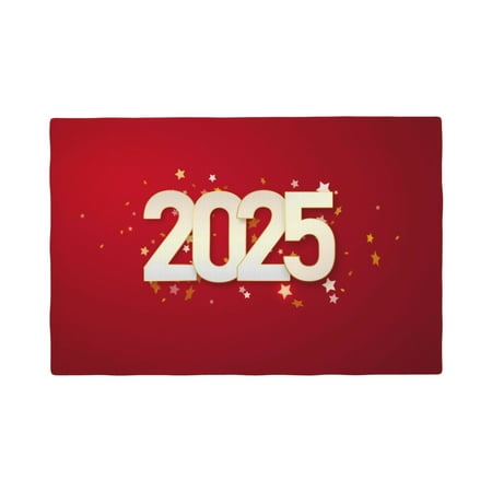 

Table Placemats Set of 6 - Happy New 2025 Year 12x18 In Faux Linen Double Heat Resistant Place Mats Cloth Indoor/Outdoor Placemats Washable Table Mats for Dining Kitchen Party