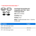 thumbnail image 2 of Front Brake Pad and Rotor Kit - Compatible with 1999 - 2010 Volkswagen Beetle 2000 2001 2002 2003 2004 2005 2006 2007 2008 2009, 2 of 2