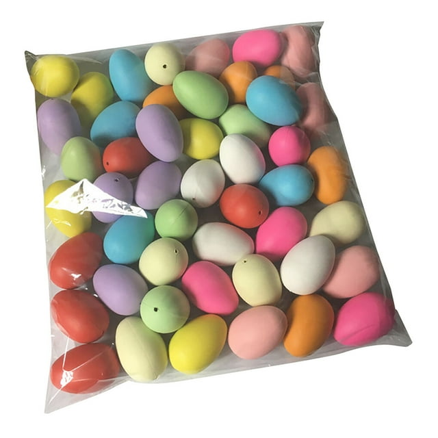 Injueey Paquete de 50 huevos falsos de Pascua, decoración de de fiesta de plástico, huevo, jardín de infantes, accesorios de pintura Type4 NO4
