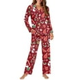 thumbnail image 4 of DISNIMO Women 2 Piece Pajama Sets Tree Snowman Printed Long Sleeve Sleepwear with Long Pants Christmas Snowflake Printed Casual Loose Nightwear with Pockets Button Down Loungewear, XS, 4 of 7