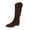 Brown Low-Heeled Mid Calf Boots, variant on Winter Knee-Length Two-Way Boots, Solid Color Cuffed Mid-Calf Suede Boots, Thick Heel Pointed Toe, Stylish Casual Footwear for All Occasions