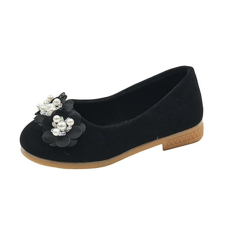 Gvdentm Toddler Girls Dress Shoes Oxford Wedding Dress Shoes Classic School Uniform Flats Formal Casual Loafer for Toddler Little Kid Black Flats for Girls (12 Black)