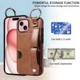 thumbnail image 2 of Allytech Wallet Case for iPhone 15, [Card Slot] [Ring Buckle] [Adjustable Wristband with Snap Buckles] Premium PU Leather Kickstand Shockproof Case Cover for Women Men - Brown, 2 of 10