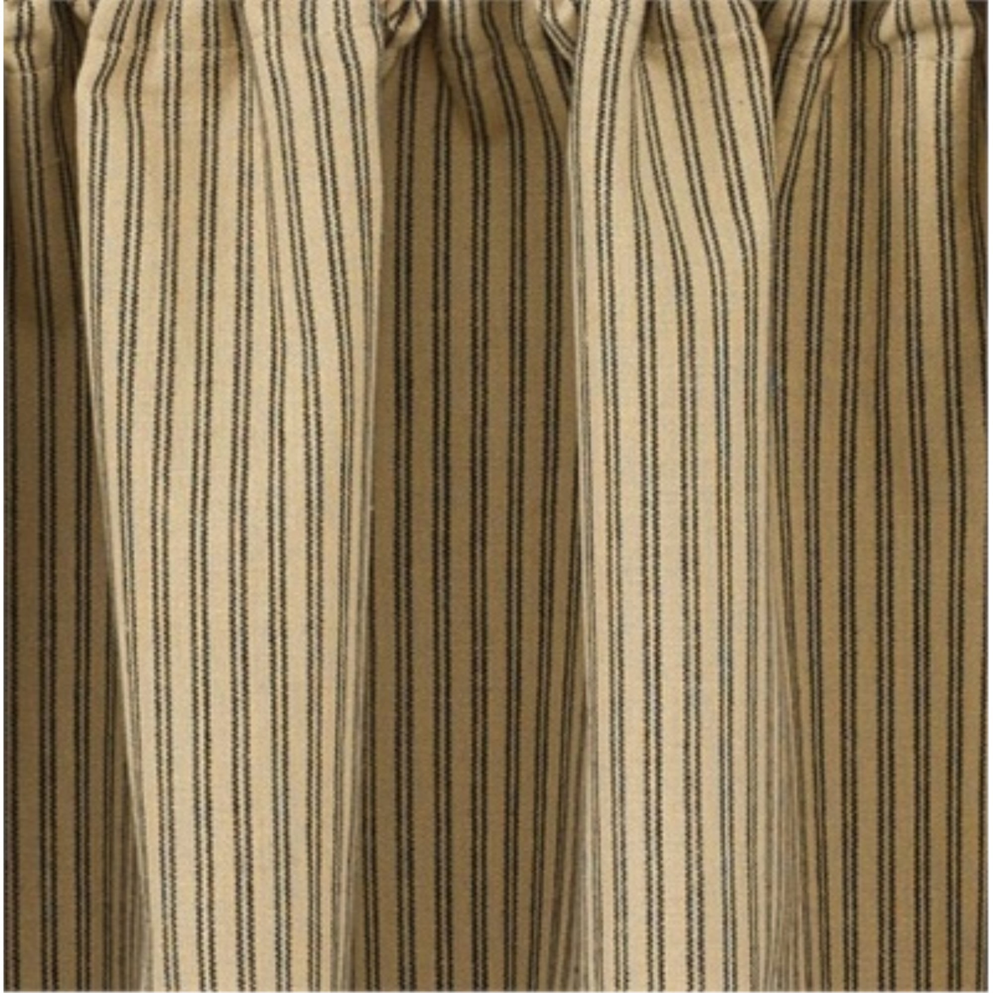Black and Tan Ticking Stripe Curtain Tiers Primitive Star 24" and 36