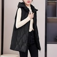 thumbnail image 5 of FNFHFY Long Puffer Vest Women Plus Size Lightweight Sleeveless Quilted Jacket Solid Slim Fit Puffy Jackets Zip Up Winter Coat with Hood, 5 of 7