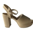 thumbnail image 3 of Bamboo Script-10 Womens Open Toe Chunky Heel Slingback Nubuck Platform Sandals NUDE 9, 3 of 6