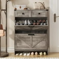 thumbnail image 4 of Vabches Shoe Storage Cabinet with 2 Filp Drawers and 2 Drawers, Farmhouse Slim Shoe Cabinet for Entryway, Grey, 4 of 9