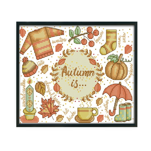Kits de punto de cruz lienzo impreso otoño bordado DIY 14CT sello (J365) Likrtyny Oficina Multiescena Multifunción