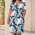 thumbnail image 3 of Blue Floral Seamless Pattern Design Women's Summer Short Sleeve Casual Dresses Party Dress, 3 of 5