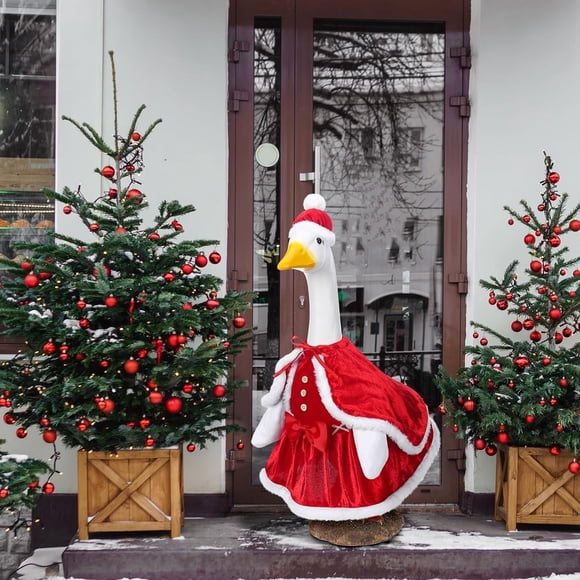 Cagogo under $5 Goose Christmas Costume, Christmas Goose Outfits Costume,Yard Goose Statue Clothes,23 Inch Patio Garden Decor,Seasonal Outdoor Decoration,Festive Goose Costume Set,Holiday Yard Decor