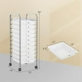 thumbnail image 3 of HJTER 10-Drawer Rolling Storage Cart, Utility Mobile Trolley with Removable Drawers & Universal Casters & 2 Brakes, Versatile Flexible Drawer Organizer Cart for Home, Office (Clear), 3 of 9