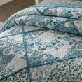 thumbnail image 6 of Tache Cotton Patchwork Farmhouse Cottage Country Vintage Antique Ditsy Floral Paisley White Blue Scalloped Lightweight Coverlet Petal Dance Quilt Set, King, 6 of 8