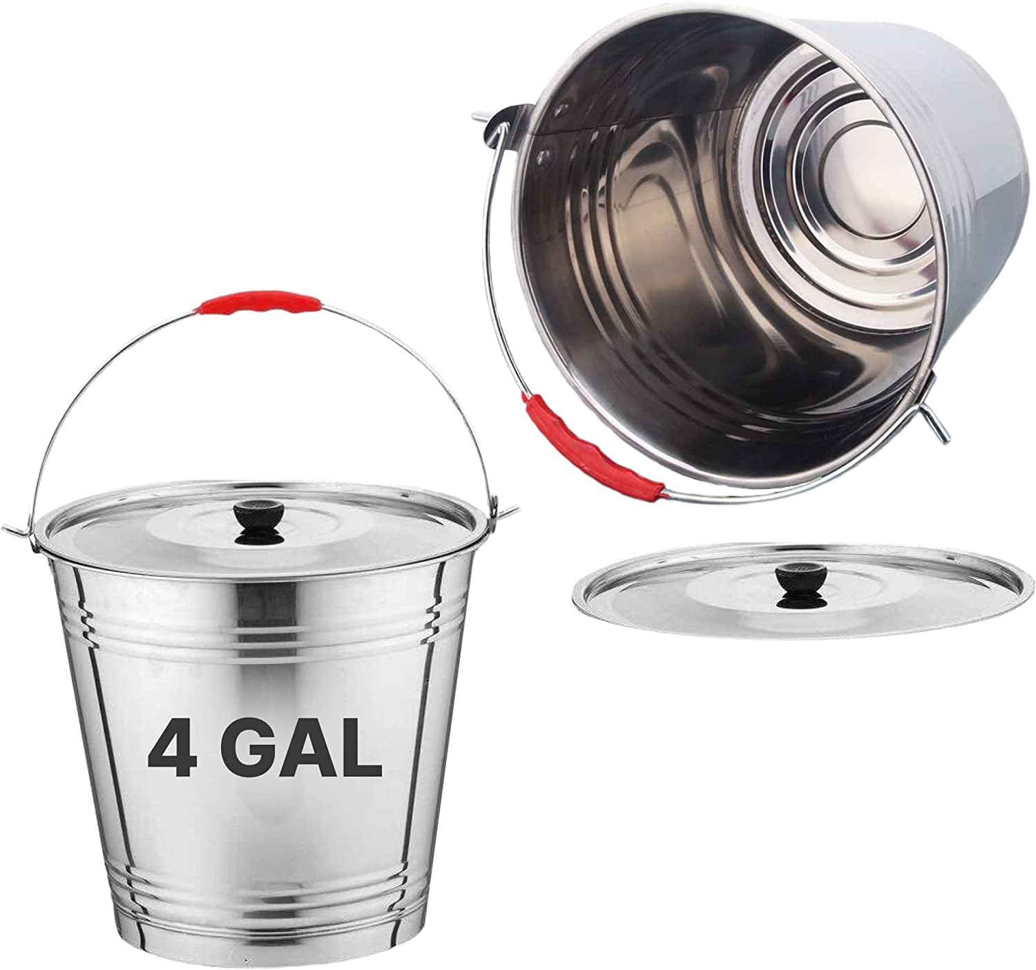 Skywin Metal Can with Lid Durable 4 Gallon Metal Bucket With Lid for