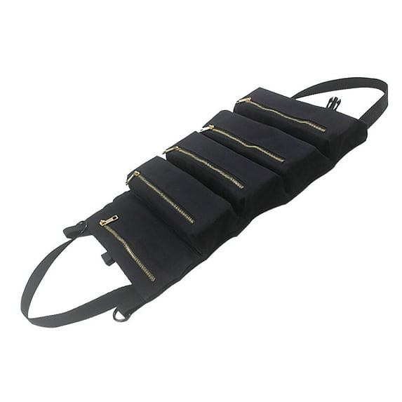 Multi-Purpose Tool Roll Up Bag, Wrench Roll Pouch,Canvas Tool Organizer Bucket,Car First Aid Kit Wrap Roll Storage Case,Hanging Tool Zipper Carrier Tote,Car Camping Gear