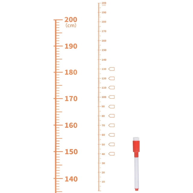 Unique Bargains Growth Chart 200cm Metric Height Chart Ruler Wall Decor with Marker Pen, Orange