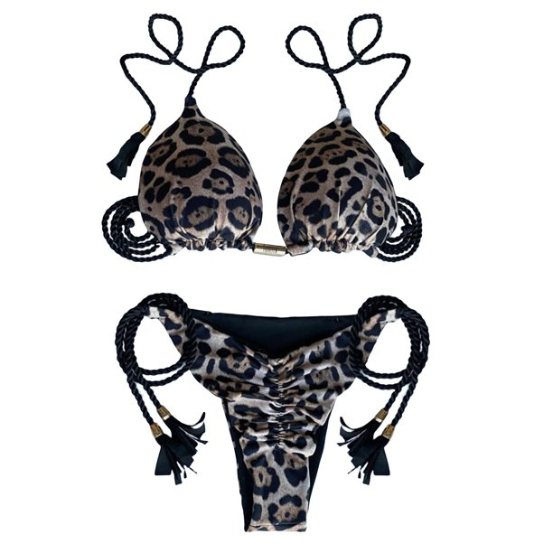 Gibobby Conjunto de Bikini Traje de baño de punto de cuerda a mano para mujer Nuevo Bikini sexy Split Color sólido Sexy Cuerda de varios colores de punto(B,G)