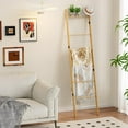 thumbnail image 6 of 6-Tier Blanket Ladder for Living Room, Blanket Quilt Ladder Rack Rustic Decorative Towel Holder, Wall Leaning Blanket Ladder Shelf Storage Farmhouse Decor for Bedroom Bathroom, Natural, 6 of 15