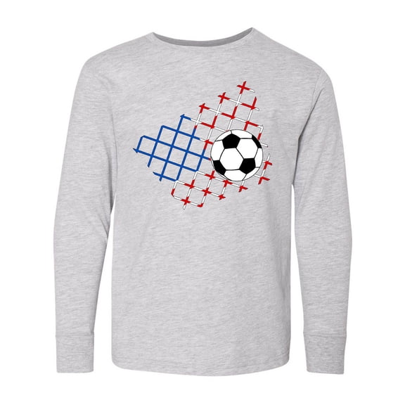 Inktastic Soccer Ball, Net with American Flag Colors Long Sleeve Youth T-Shirt