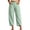 Mint Green Wide Leg Pants, variant on Miluxas Women's Lightweight Wide Leg Pants Elastic High Waist Cropped Harem Trousers with Pockets Summer Fashion Outfits White