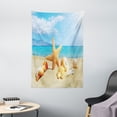 thumbnail image 1 of Seashells Tapestry, Summer Beach Theme and Sand with Rays in the Sky Clouds Seaside Marine, Wall Hanging for Bedroom Living Room Dorm Decor, 40W X 60L Inches, Aqua Ivory Mustard, by Ambesonne, 1 of 2