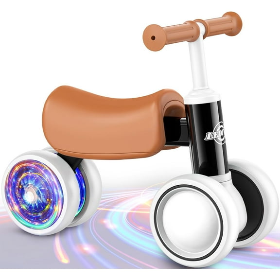 Colorful Lighting Baby Balance Bike for 1 Year Old Boys Girls 12-24 Month Toddler Balance Bike, 4 Wheels Toddler First Bike, 10-36 Month First Birthday Gifts Toys