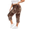 thumbnail image 2 of Capri Pants for Women Leopard Print Plus Size Trousers Loose Pocket Yoga Athletic Womens Pants Brown L, 2 of 5