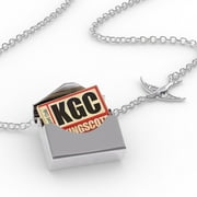 Locket Necklace Airportcode KGC Kingscote in a silver Envelope Neonblond