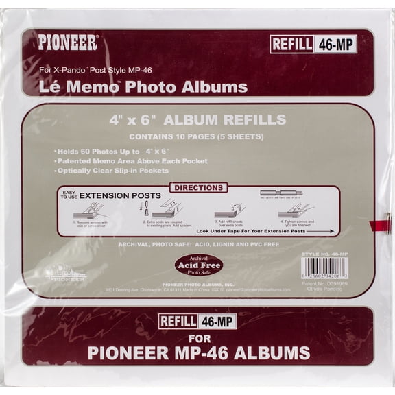 Pioneer 6-Up Refill Pages 6/Pkg-For Mp46 Photo Album