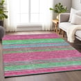 thumbnail image 3 of HomeRoots 677297 10 x 14 ft. Blush Green & Blue Striped Washable Machine Made Rectangle Area Rug with UV Protection, 3 of 9