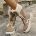 thumbnail image 6 of Mepaouo Fashion Platform Mid Calf Boots for Women Lace up Fleeced Winter Warm Outdoor Shoes(Brown,9), 6 of 8