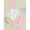 thumbnail image 4 of Inevnen My First Easter Baby Girl Boy Outfits 3PCS Infant Romper Bunny Pants Hat Clothes Set, 4 of 9