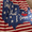 Heartland Map, variant on Lanwood Home Americana summer Knitted Throw Blanket, USA American Flag Oversize Throw, Red and Blue Star Stripe